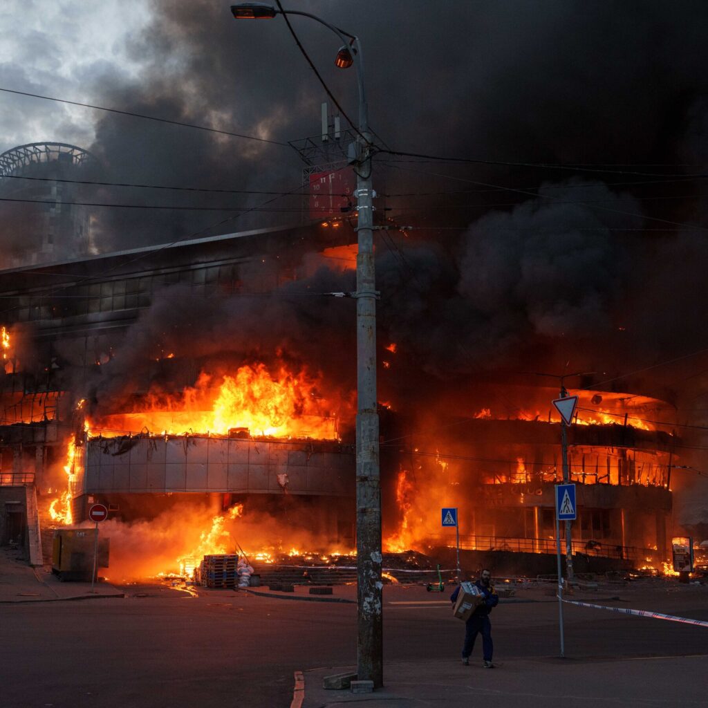 Kyiv, Ukraine, Hit in Russian Missile Attack